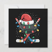 クリスマスホッケークリスマスサンタスポーツハットボール 招待状 (正面)