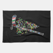 クリスマスホッケースポーツボールサンタハットクリスマス キッチンタオル (横)