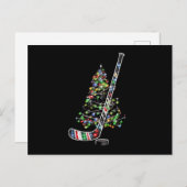 クリスマスホッケースポーツボールサンタハットクリスマス シーズンポストカード (正面/裏面)