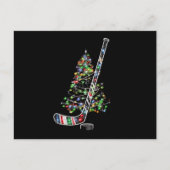 クリスマスホッケースポーツボールサンタハットクリスマス シーズンポストカード (正面)