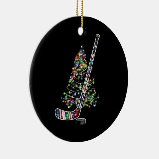 クリスマスホッケースポーツボールサンタハットクリスマス セラミックオーナメント (右)