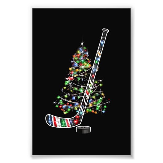 クリスマスホッケースポーツボールサンタハットクリスマス フォトプリント            (正面)