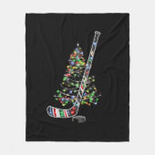 クリスマスホッケースポーツボールサンタハットクリスマス フリースブランケット (正面)