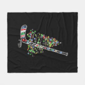 クリスマスホッケースポーツボールサンタハットクリスマス フリースブランケット (正面(横))