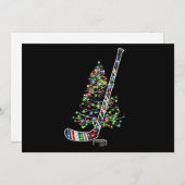 クリスマスホッケースポーツボールサンタハットXmas シーズンカード (正面/裏面)