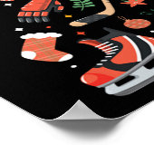 クリスマスホッケーツリーホリデースポーツラバープレゼント ポスター (角)