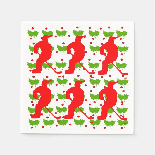 クリスマスホッケー スタンダードカクテルナプキン (正面)