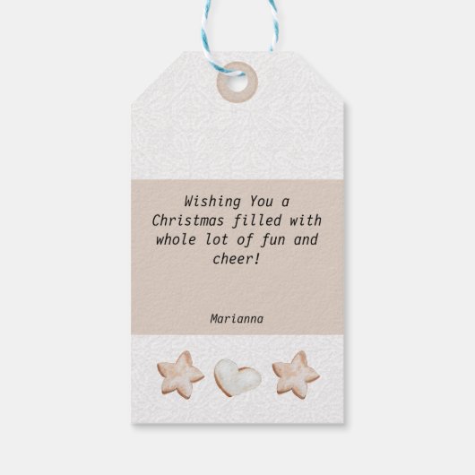 クリスマスホットココアとクッキーの水色 ギフトタグ (裏面)