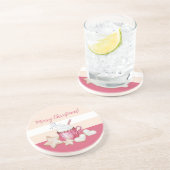 クリスマスホットココアとクッキーの水色 コースター (側面)