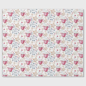 クリスマスホットココアとクッキーの水色 ラッピングペーパー (フラット)