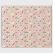 クリスマスホットココアとクッキーの水色 ラッピングペーパー (フラット)