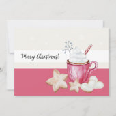 クリスマスホットココアとクッキーの水色 招待状 (正面)