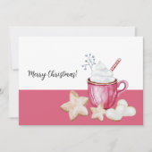 クリスマスホットココアとクッキーの水色 招待状 (正面)