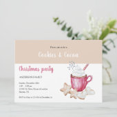 クリスマスホットココアとクッキーの水色 招待状 (スタンド正面)