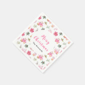 クリスマスホットココアとピンクポインセティアス スタンダードカクテルナプキン (角)