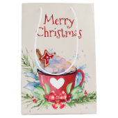 クリスマスホットココアと松 ミディアムペーパーバッグ (正面)