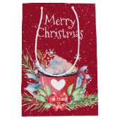 クリスマスホットココアと松 ミディアムペーパーバッグ (正面)