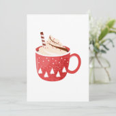 クリスマスホットココアの赤いクリスマスツリーカップ 招待状 (スタンド正面)