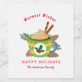 クリスマスホットココアグリーンホワイト ワインラベル (シングルラベル)