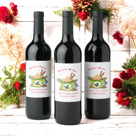 クリスマスホットココアグリーンホワイト ワインラベル