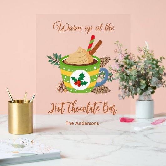 クリスマスホットココアチョコレートバーサインのポスター アクリルサイン (ウェディング)