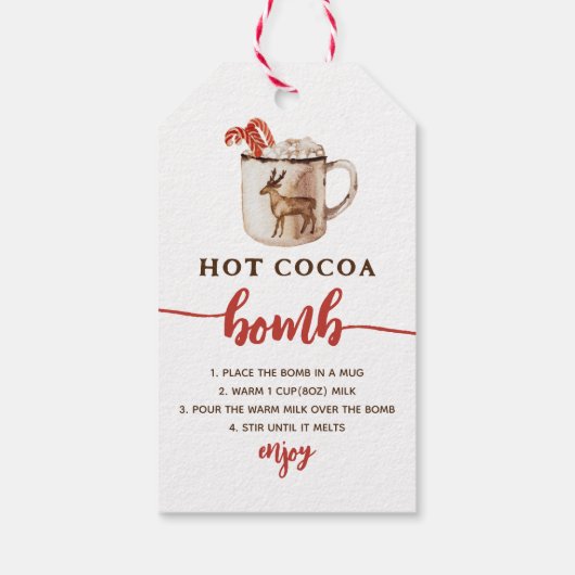 クリスマスホットココア爆弾チョコレートメッセージカード ギフトタグ (裏面)