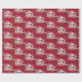 クリスマスホットチョコレートと雪片 ラッピングペーパー (フラット)