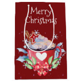 クリスマスホットチョコレートを赤に ミディアムペーパーバッグ (正面)