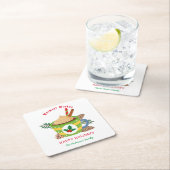 クリスマスホットチョコレートココアカップグリーンクリスマス スクエアペーパーコースター (インサイチュ)