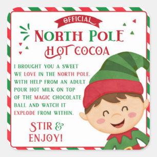 クリスマスホットチョコレート爆弾ギフトステッカー子供へ スクエアシール