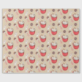 クリスマスホットチョコレート雪だるまペパーミント ラッピングペーパー (フラット)