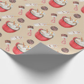 クリスマスホットチョコレート雪だるまペパーミント ラッピングペーパー (角)