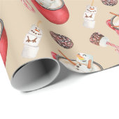 クリスマスホットチョコレート雪だるまペパーミント ラッピングペーパー (ロールコーナー)