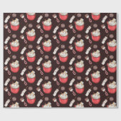 クリスマスホットチョコレート雪だるまペパーミント ラッピングペーパー (フラット)