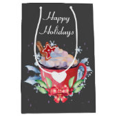 クリスマスホットチョコレートonグレー ミディアムペーパーバッグ (正面)