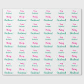 クリスマスホットピンクグリーンメリークリスマス ラッピングペーパー (フラット)