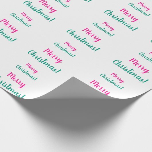 クリスマスホットピンクグリーンメリークリスマス ラッピングペーパー (角)