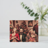 クリスマスホラーレトロ不気味な家族ポートレート ポストカード (スタンド正面)