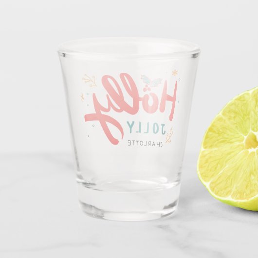 クリスマスホリすてきーおもしろい冬パーソナライズされた名 ショットグラス (裏面)