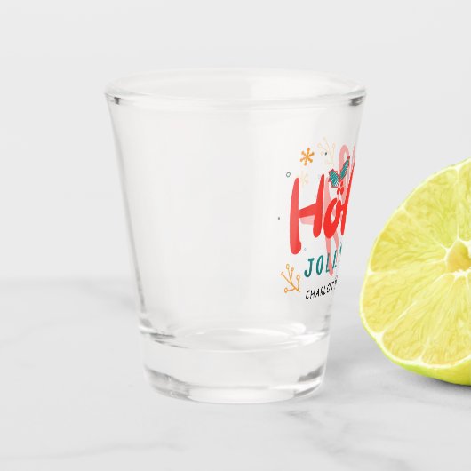 クリスマスホリすてきーおもしろい冬パーソナライズされた名 ショットグラス (左)