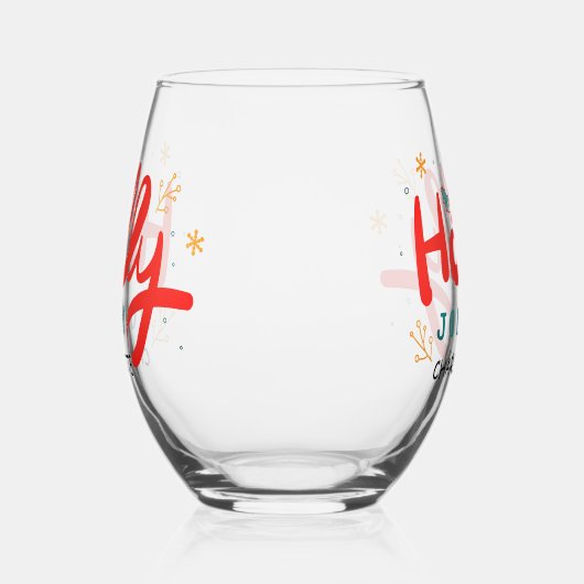 クリスマスホリすてきーおもしろい冬パーソナライズされた名 ステムなしワイングラス (右)