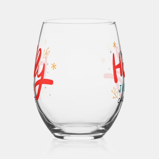 クリスマスホリすてきーおもしろい冬パーソナライズされた名 ステムなしワイングラス (左)