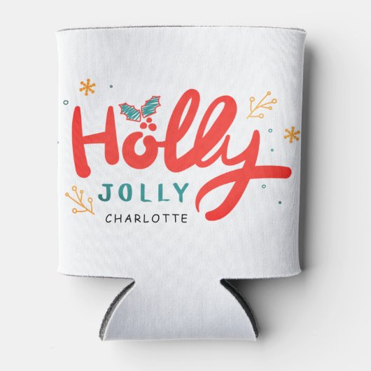 クリスマスホリすてきーおもしろい冬パーソナライズされた名 缶クーラー (正面)