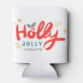 クリスマスホリすてきーおもしろい冬パーソナライズされた名 缶クーラー (裏面)
