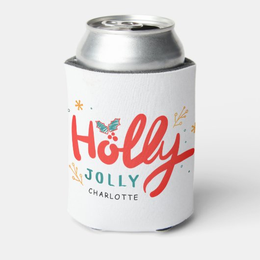 クリスマスホリすてきーおもしろい冬パーソナライズされた名 缶クーラー (缶裏面)
