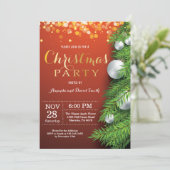 クリスマスホリアディパーティの招待状レッドアンド金ゴールド 招待状 (スタンド正面)