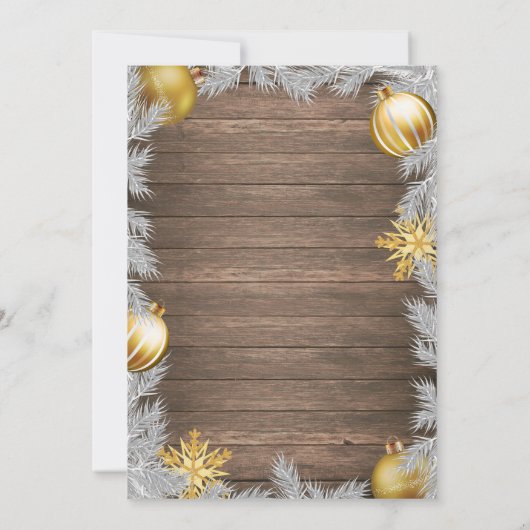 クリスマスホリアディ素朴パーティの招待状&金ゴールド 招待状 (裏面)