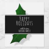 クリスマスホリエレガントーの木のベリーのパーソナル化可能 ワインラベル (シングルラベル)