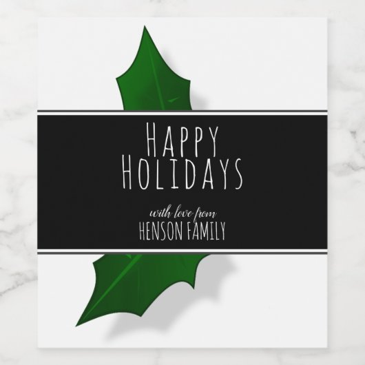 クリスマスホリエレガントーの木のベリーのパーソナル化可能 ワインラベル (シングルラベル)