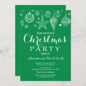 クリスマスホリディパーティの招待状グリーンオーナメント 招待状 (正面/裏面)